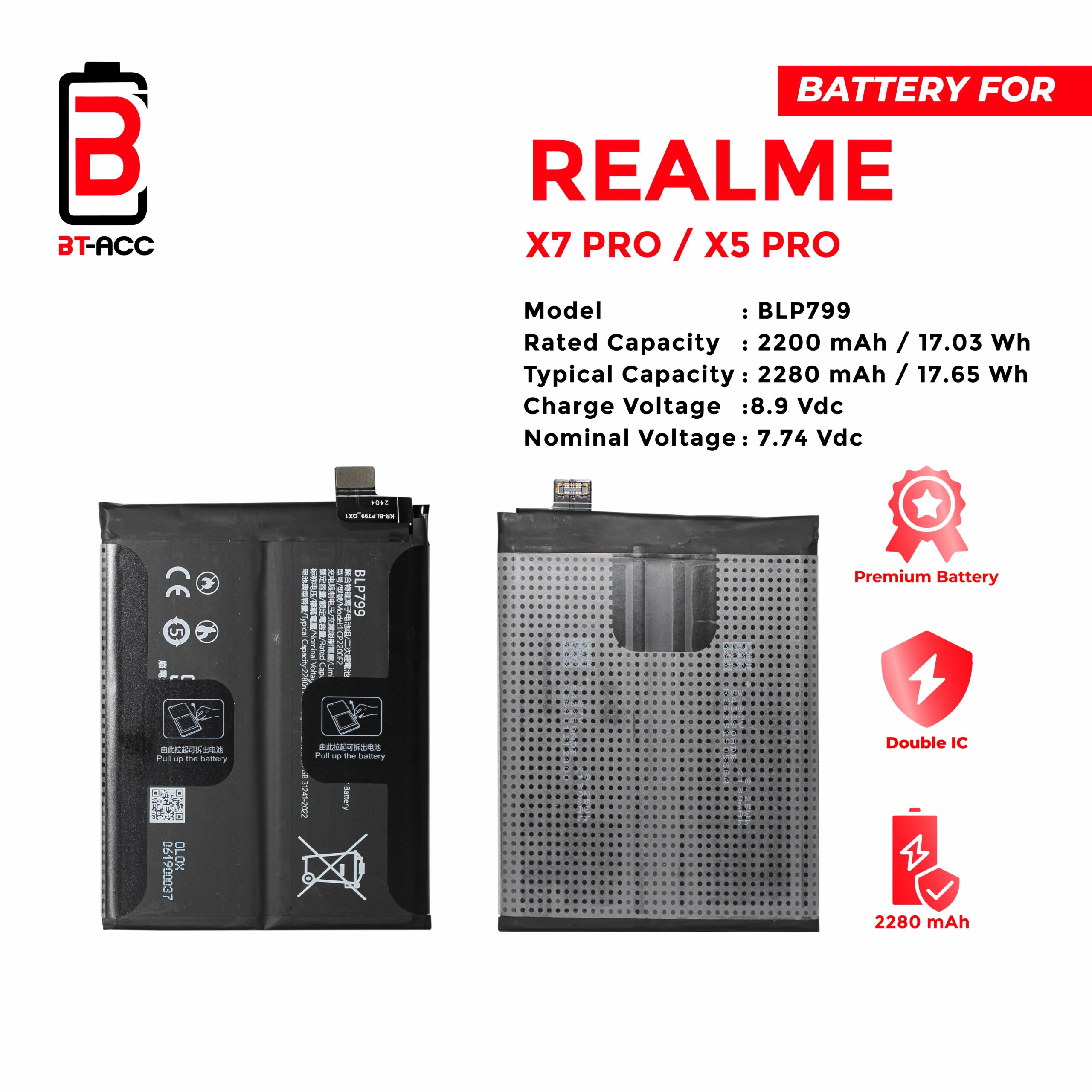 BT-ACC Baterai Realme X Pro / X3 Pro / BLP799 - Image 2
