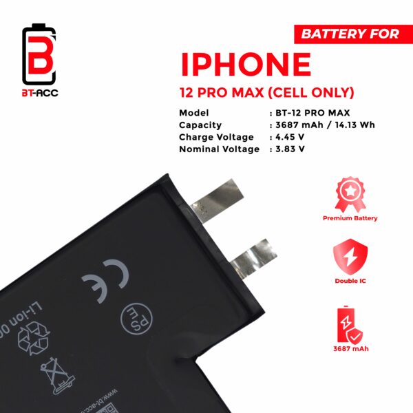 BT-ACC Baterai iPhone 12 Pro Max Cell Only (3687 mAh) - Image 3