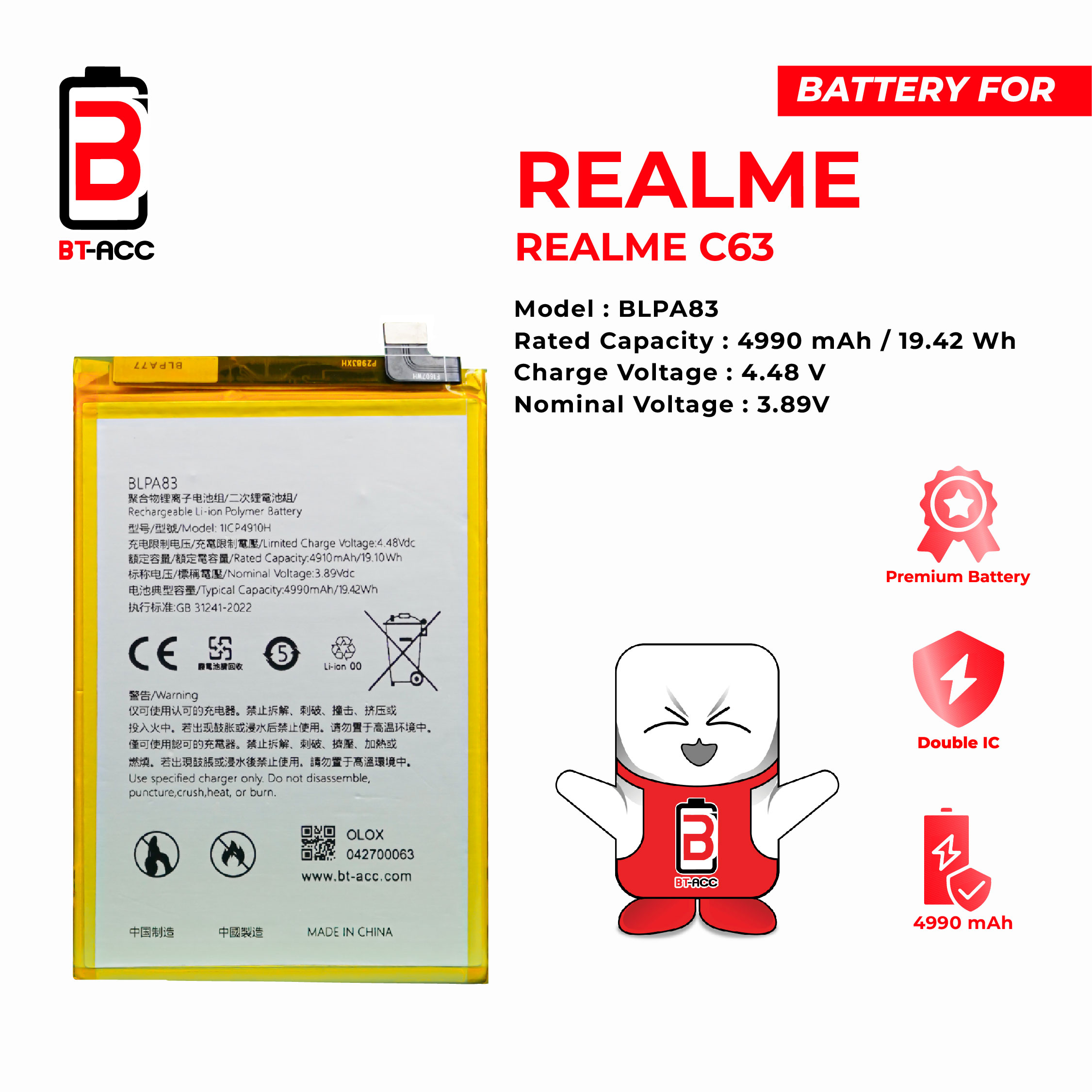 BT-ACC Baterai Realme C63 4G / BLPA83