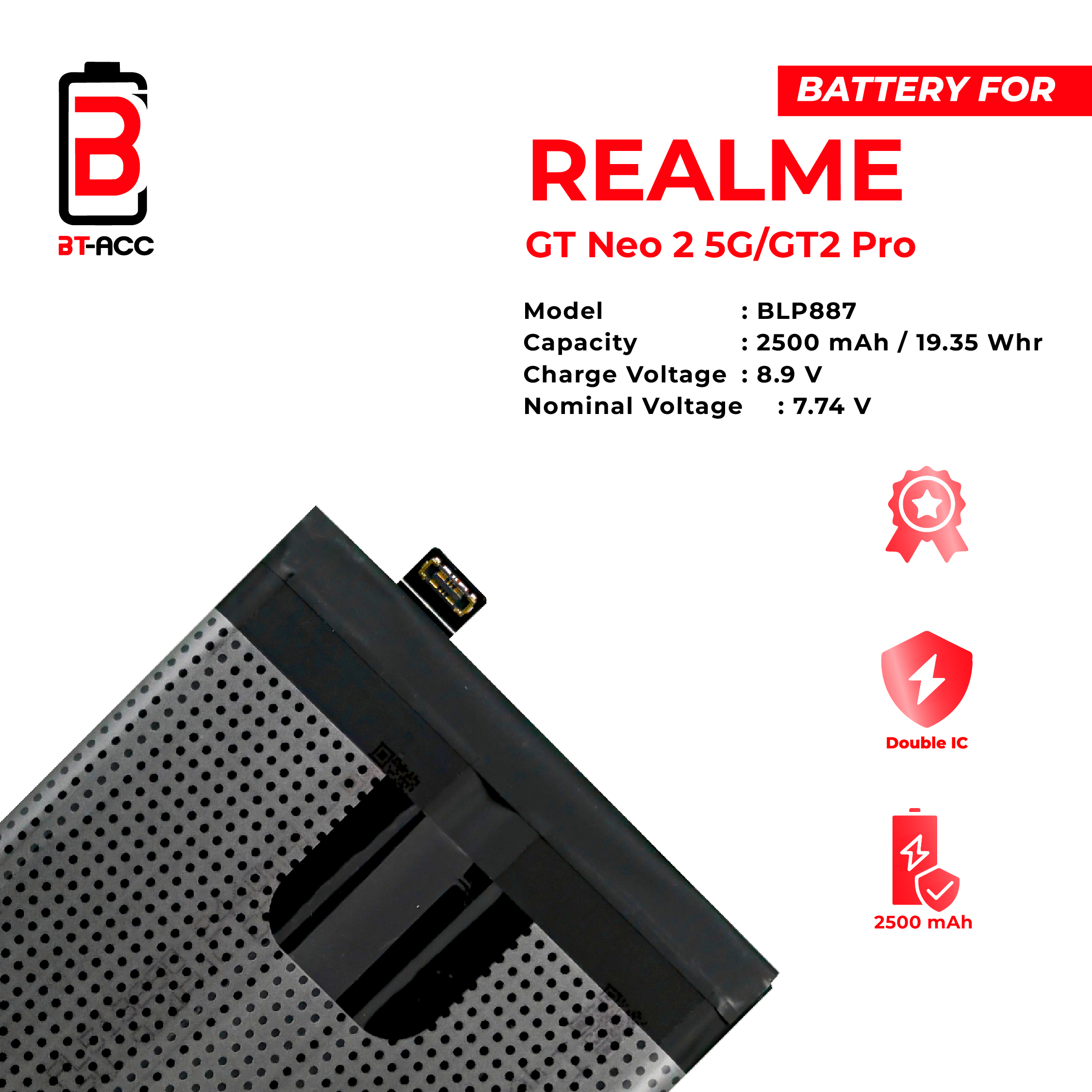 BT-ACC Baterai Realme GT Neo 5G / GT 2 Pro / BLP887 - Image 3