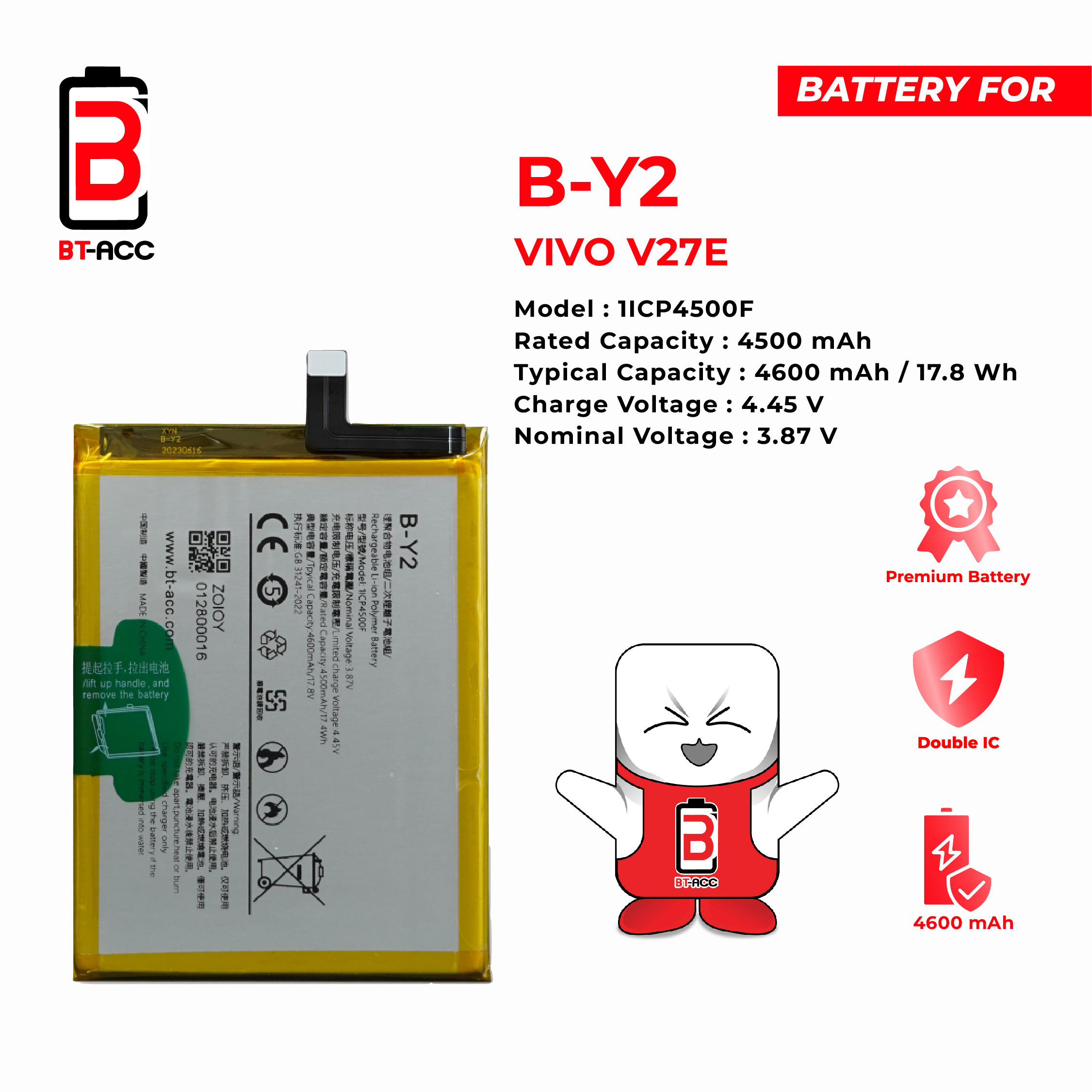 BT-ACC Baterai Vivo V27E / B-Y2