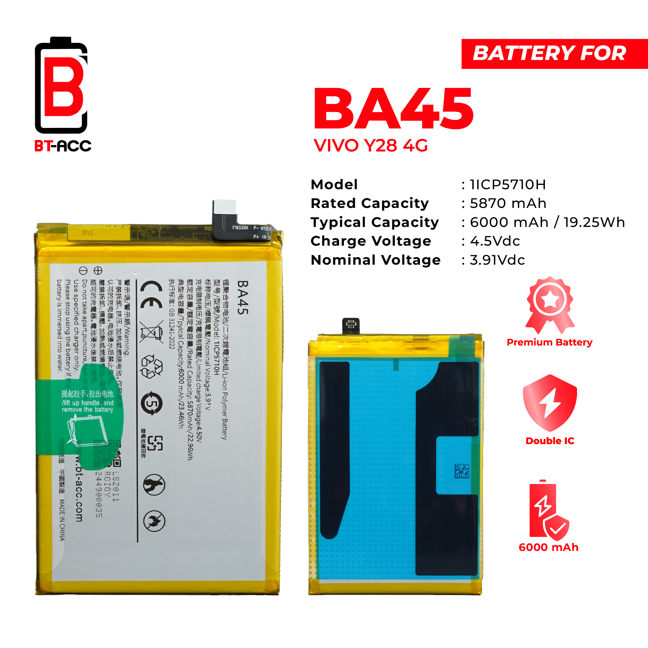 BT-ACC Baterai Vivo Y28 4G / BA45 - Gambar 2