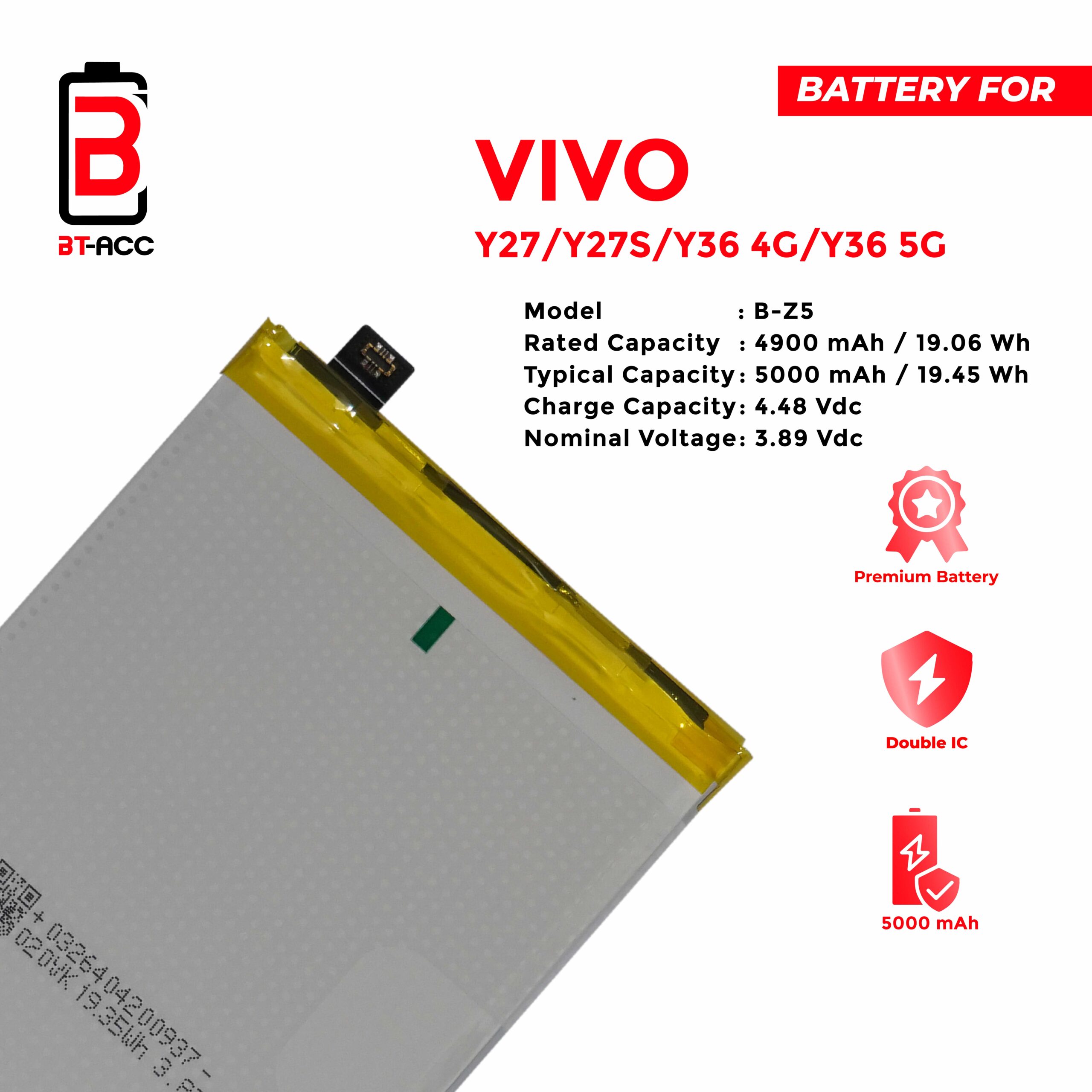 BT-ACC Baterai Vivo Y27 / Y27S / Y36 4G / Y36 5G / B-Z5 - Gambar 3