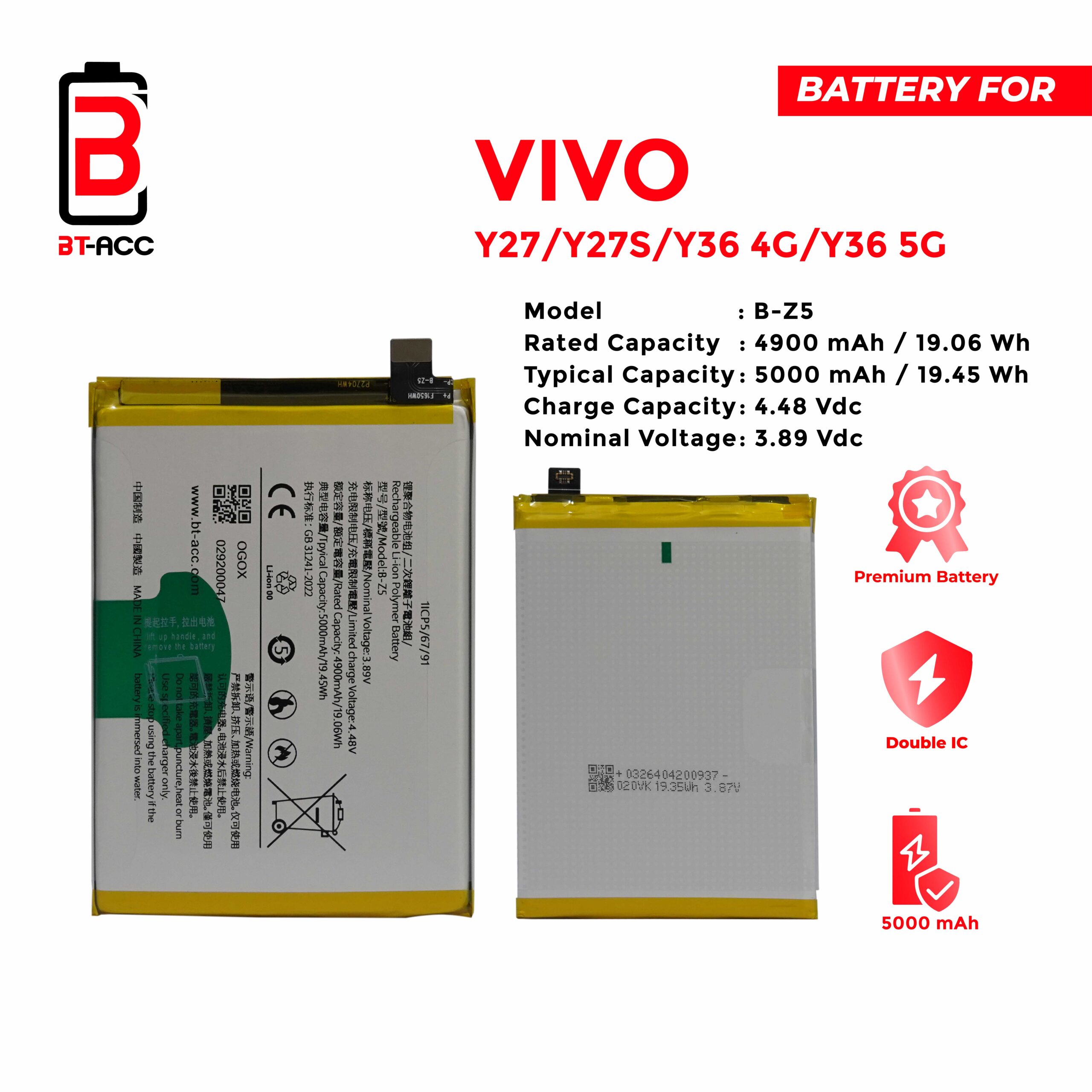 BT-ACC Baterai Vivo Y27 / Y27S / Y36 4G / Y36 5G / B-Z5 - Gambar 2