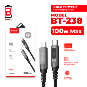 BT-ACC BT-238 Kabel Data Type C to Type C 100W E-Marker Chip