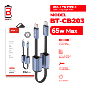 BT-ACC BT-CB203 Kabel Data Type-C to Type-C 65W - 25cm
