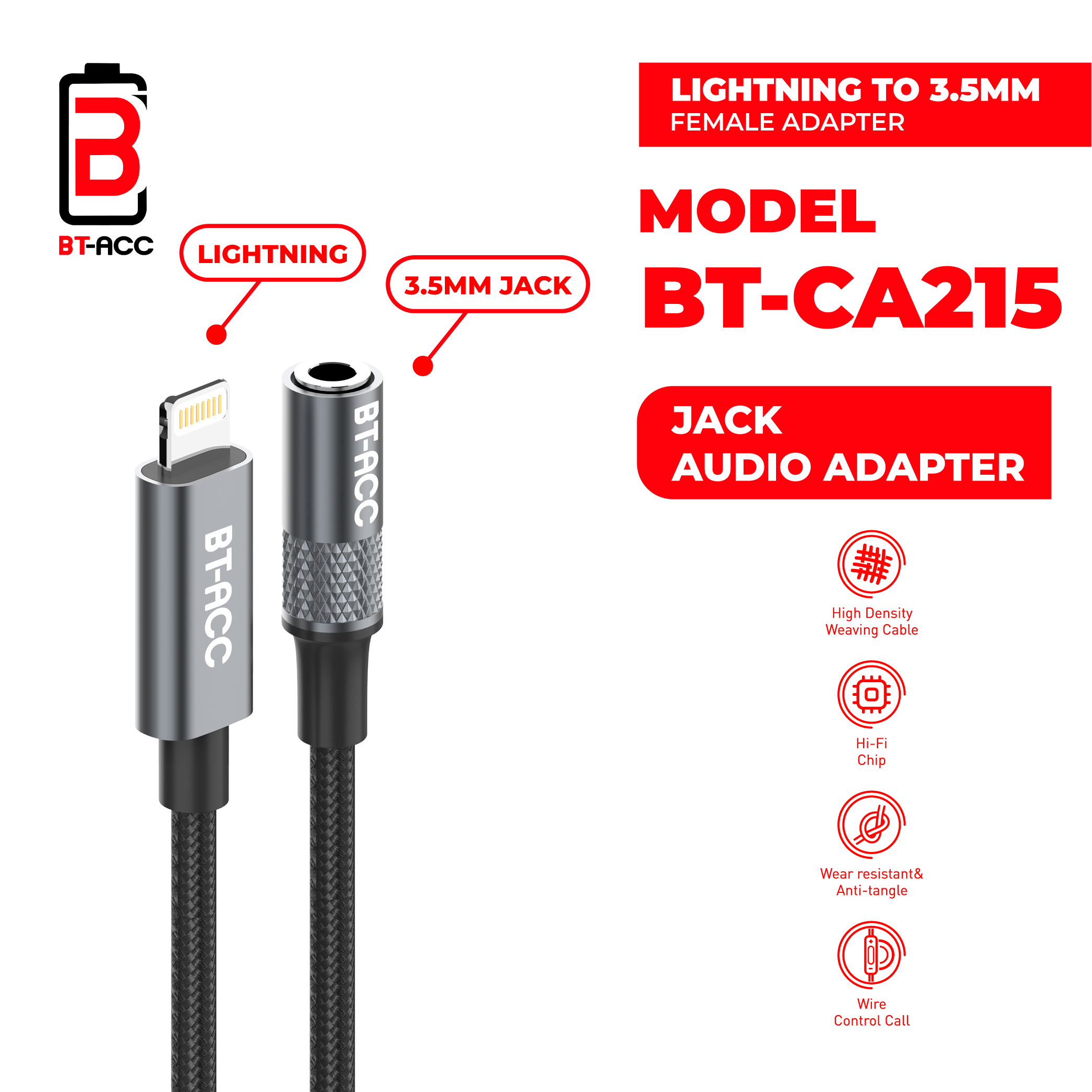 BT-ACC BT-CA215 Kabel Data Aux For Lightning To Audio 3.5mm - Gambar 2
