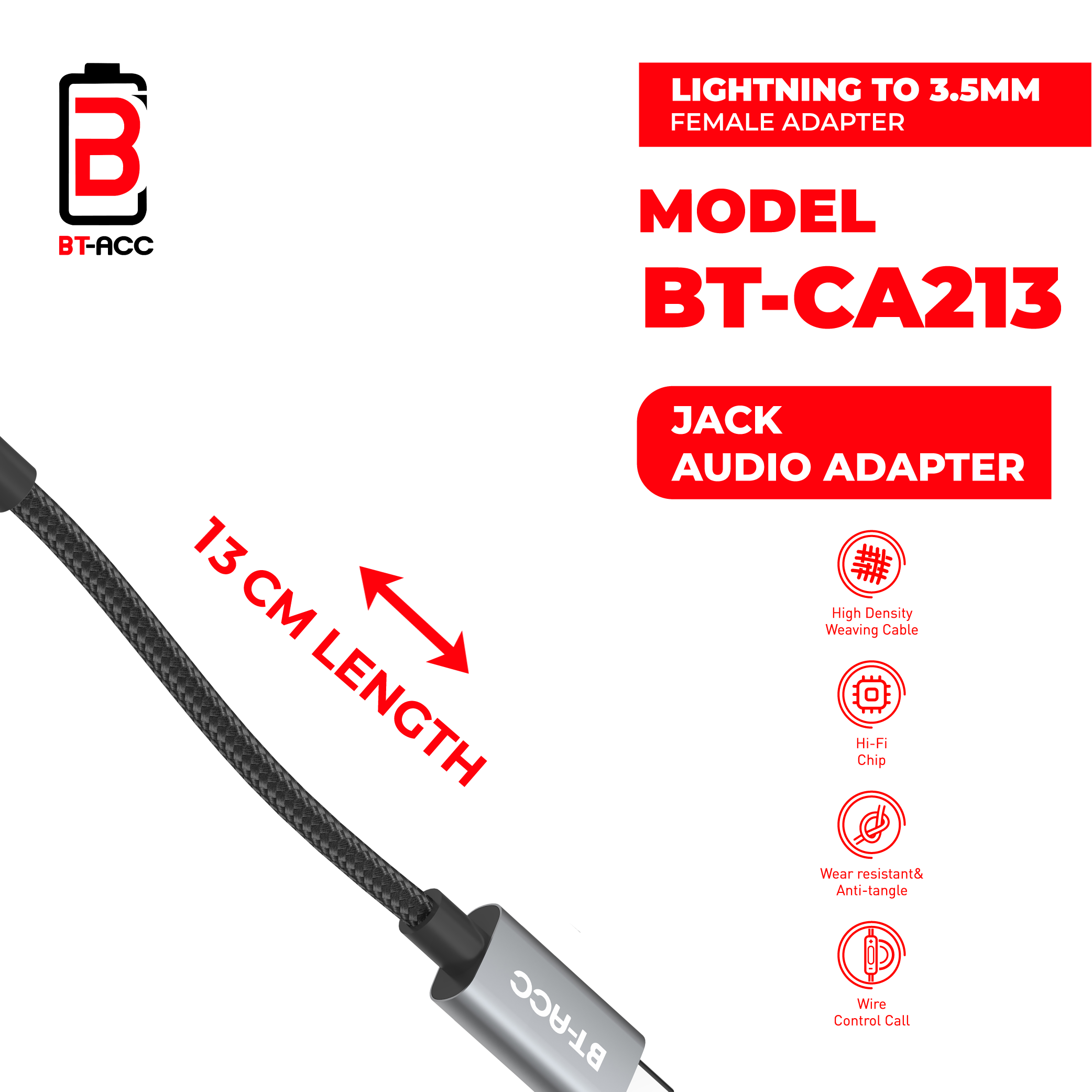 BT-ACC BT-CA215 Kabel Data Aux For Lightning To Audio 3.5mm - Gambar 3