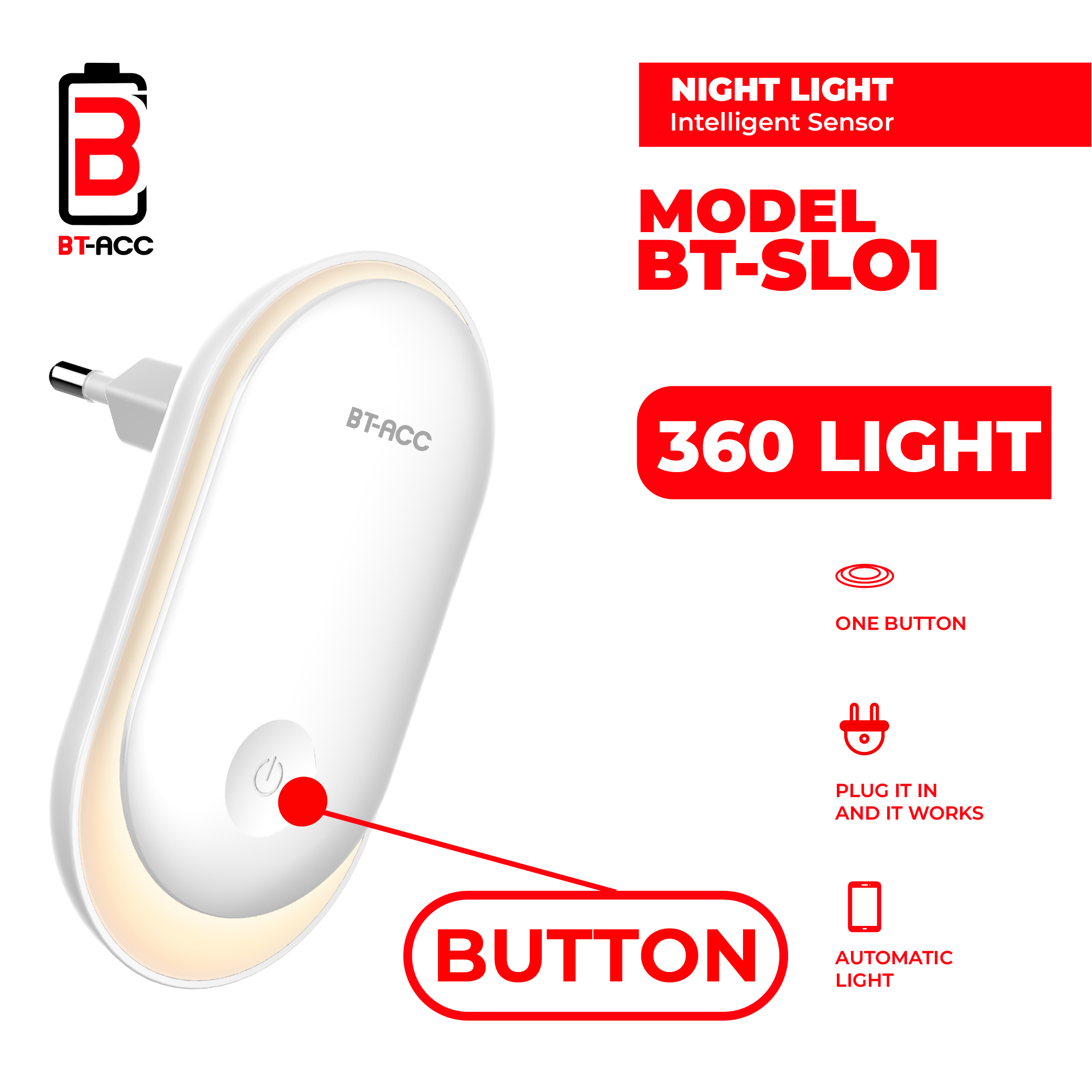 BT-ACC BT-SL01 Smart LED Lamp Automatic Sensing - Gambar 2