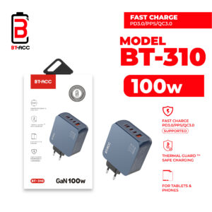 BT-ACC BT-310 Adaptor Charger 100W Multi Port GaN For USB-A + 3 USB-C + Lightning