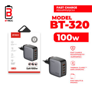 BT-ACC BT-320 Adaptor Charger 100W Multi Port GaN For USB-A + 3 USB-C