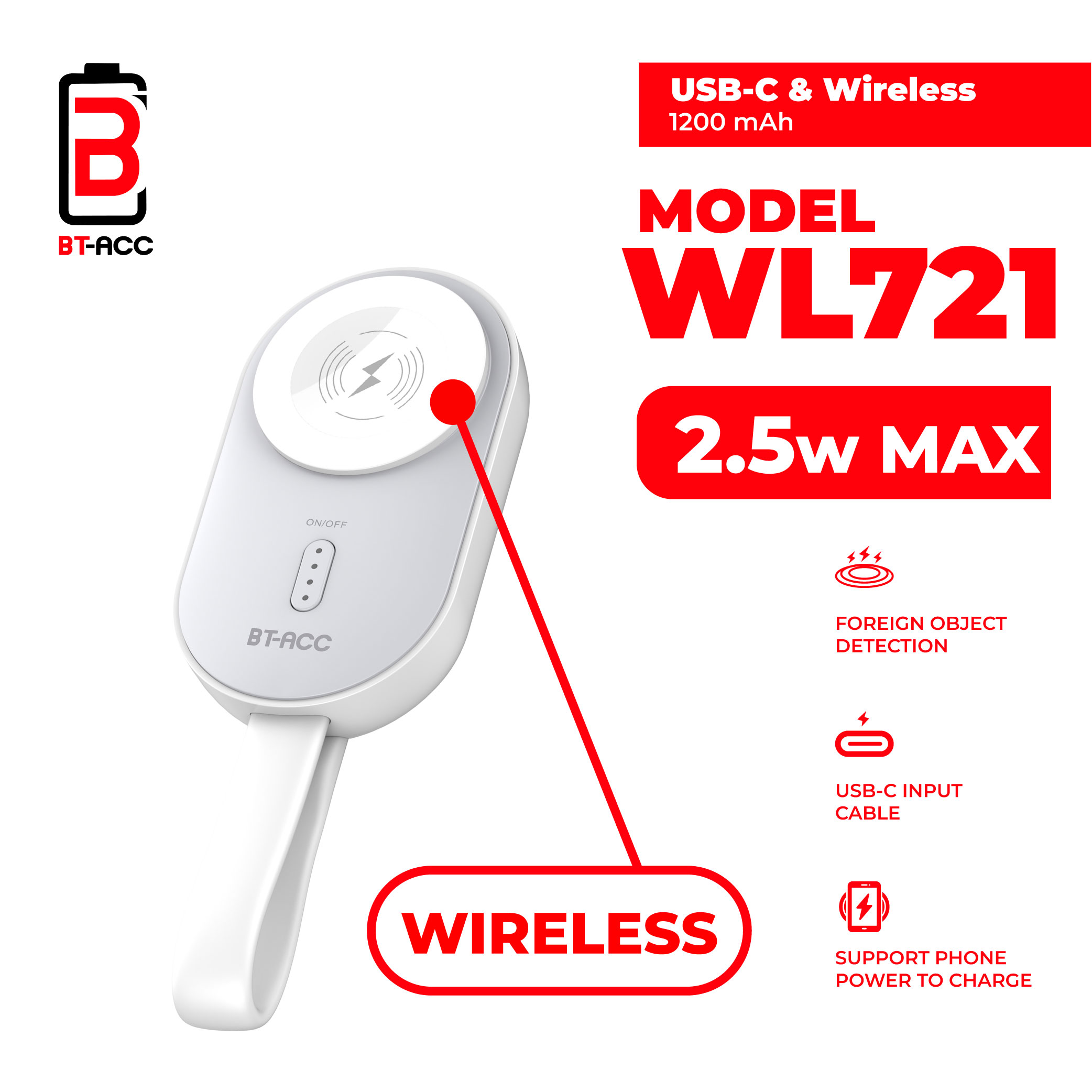 BT-ACC BT-WL721 Wireless Charger Apple Watch - White - Gambar 2