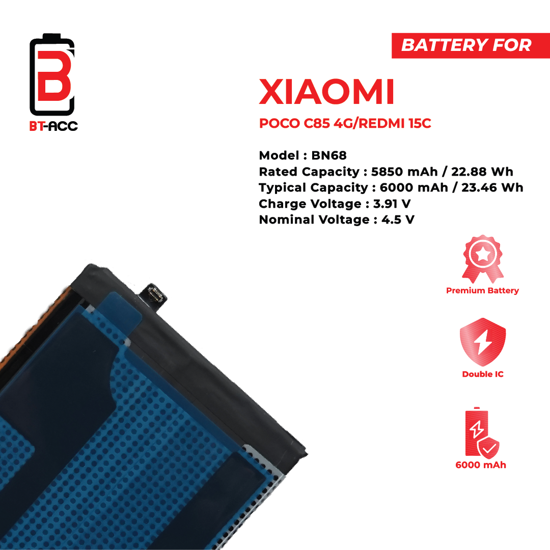 BT-ACC Baterai Poco C85 4G / Redmi 15C / BN68 - Image 3