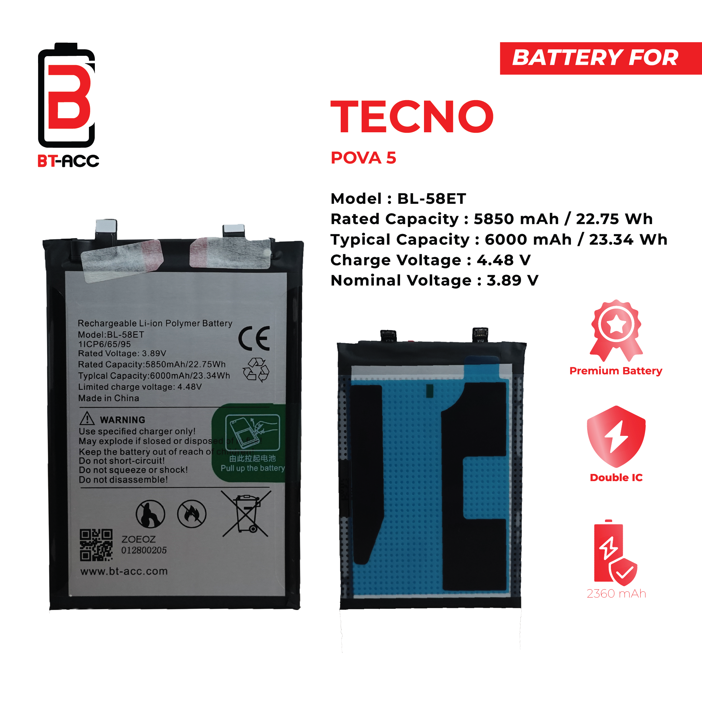 BT-ACC Baterai Tecno Pova 5 / BL-58ET - Gambar 2