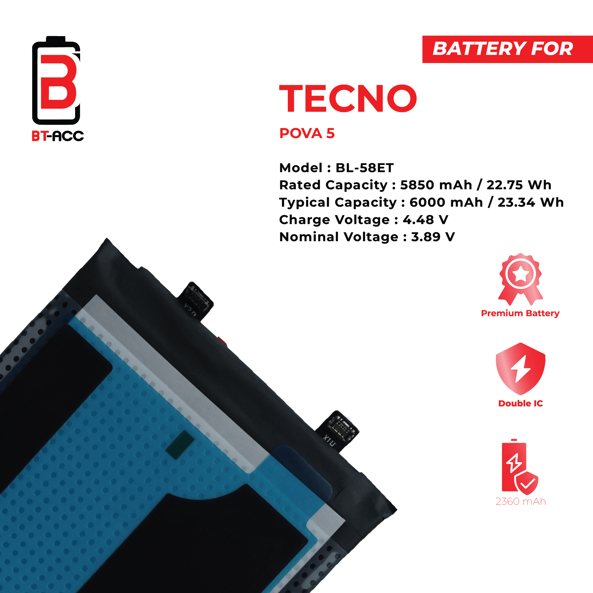 BT-ACC Baterai Tecno Pova 5 / BL-58ET - Gambar 3