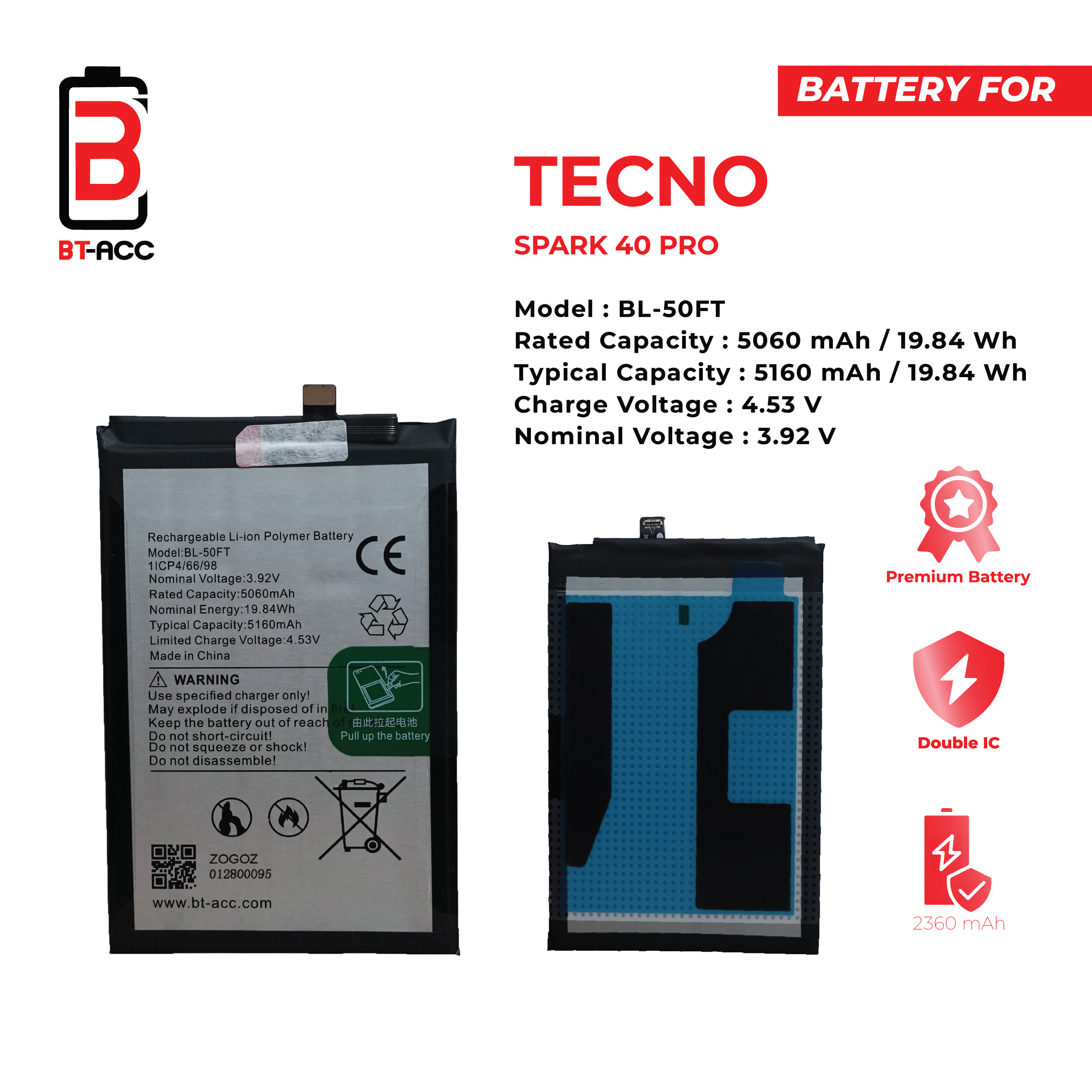 BT-ACC Baterai Tecno Spark 40 Pro / 40 Pro+ / BL-50FT - Gambar 2