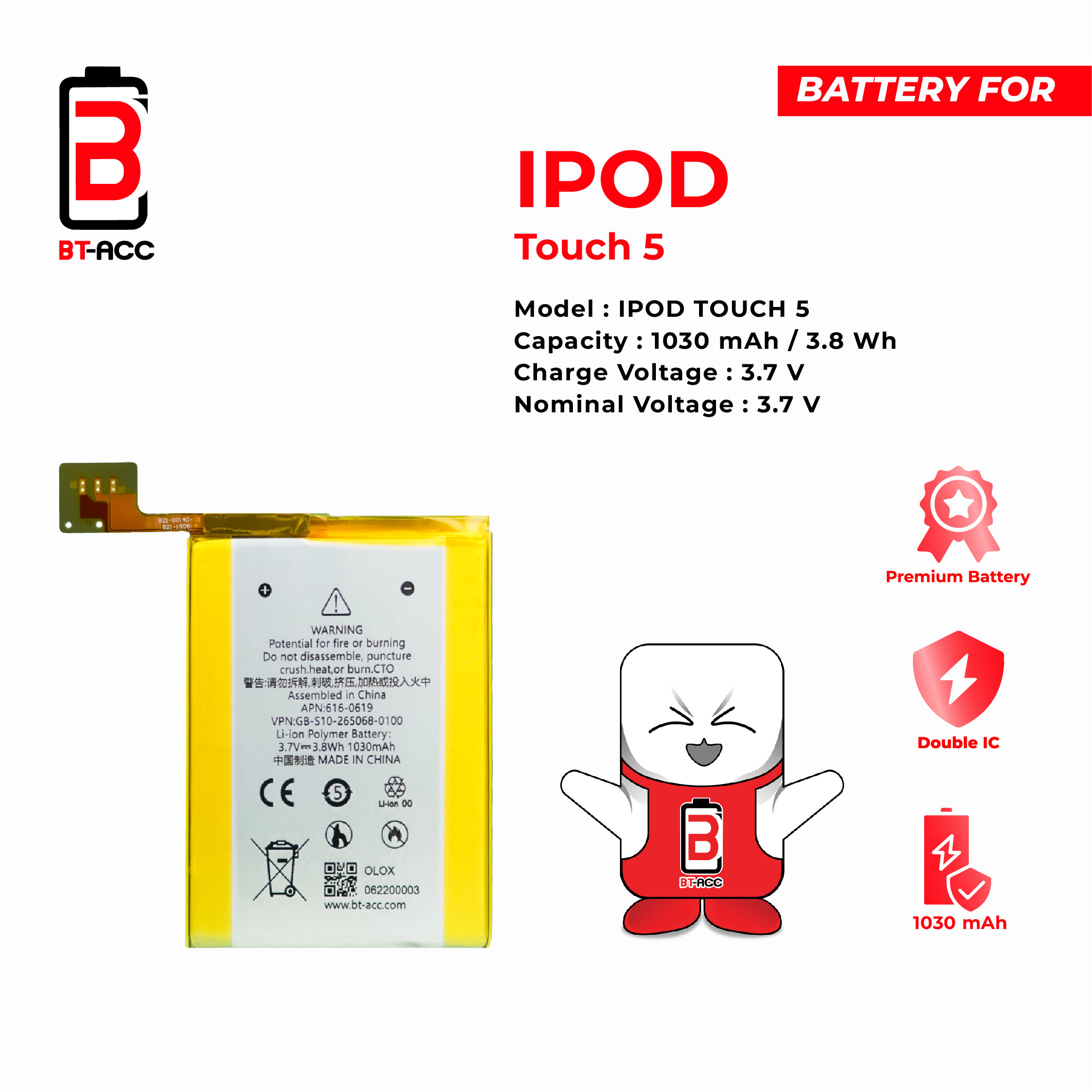 BT-ACC Baterai iPod Touch 5 (1030 mAh)