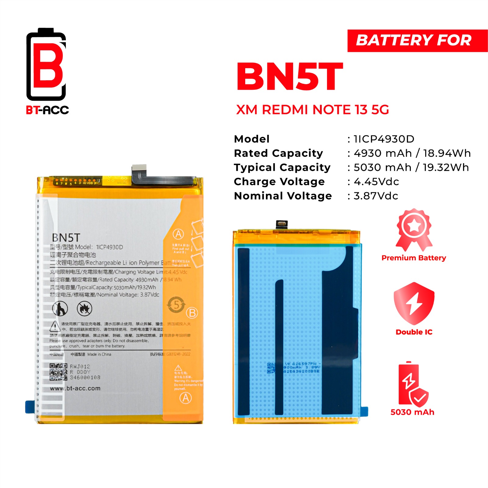 BT-ACC Baterai Poco M6 / Redmi 13 4G / Redmi 13 5G / BN5T - Gambar 2