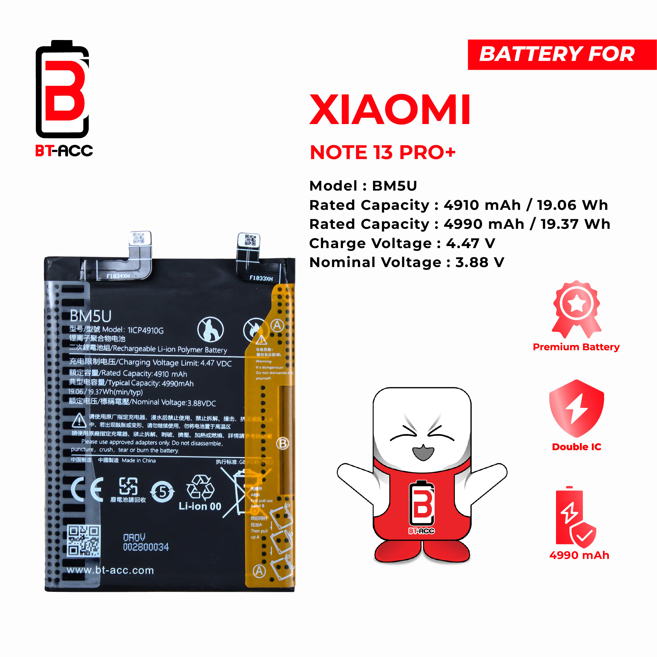 BT-ACC Baterai Poco X6 5G / Redmi Note 13 Pro 5G / BM5V