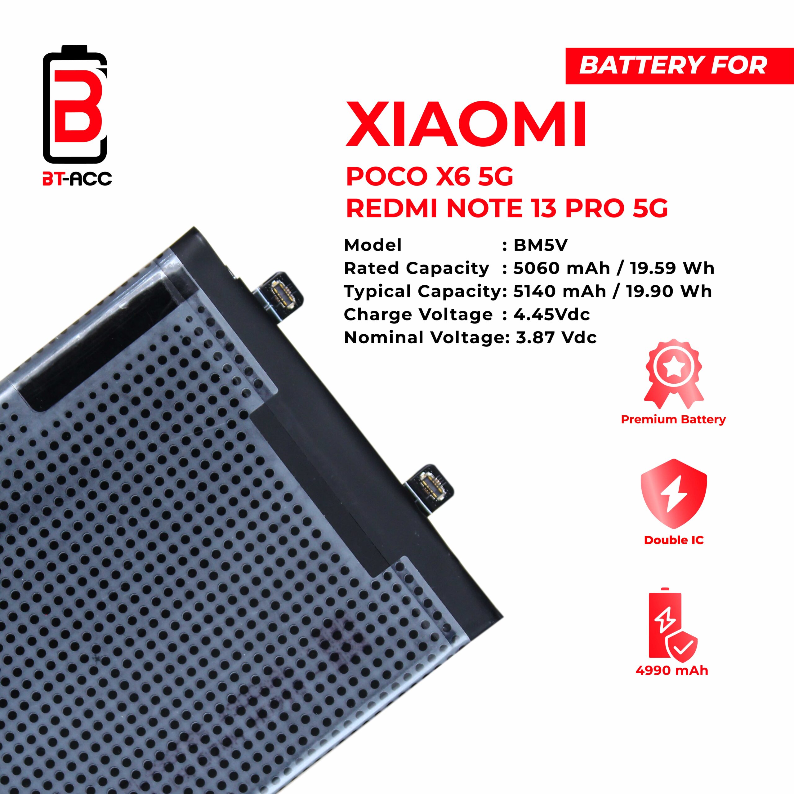 BT-ACC Baterai Poco X6 5G / Redmi Note 13 Pro 5G / BM5V - Gambar 3
