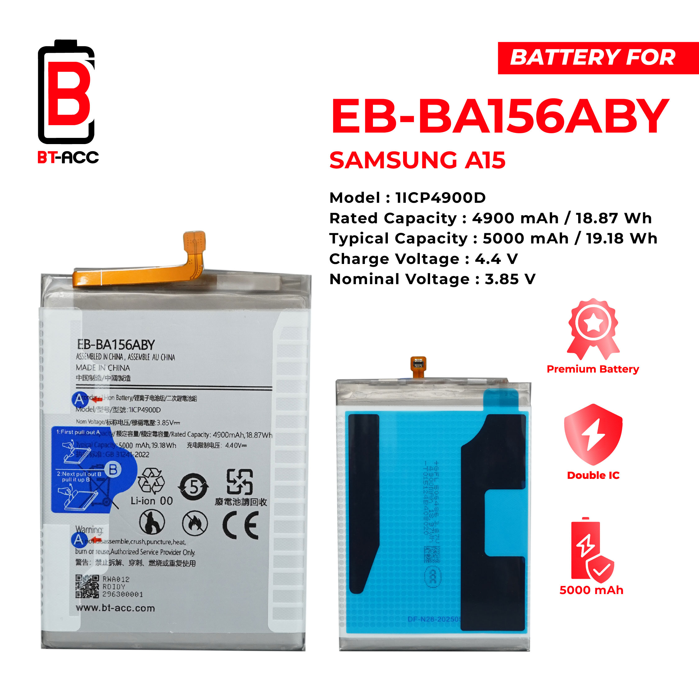 BT-ACC Baterai Samsung A15 4G / 5G / EB-BA156ABY - Image 2