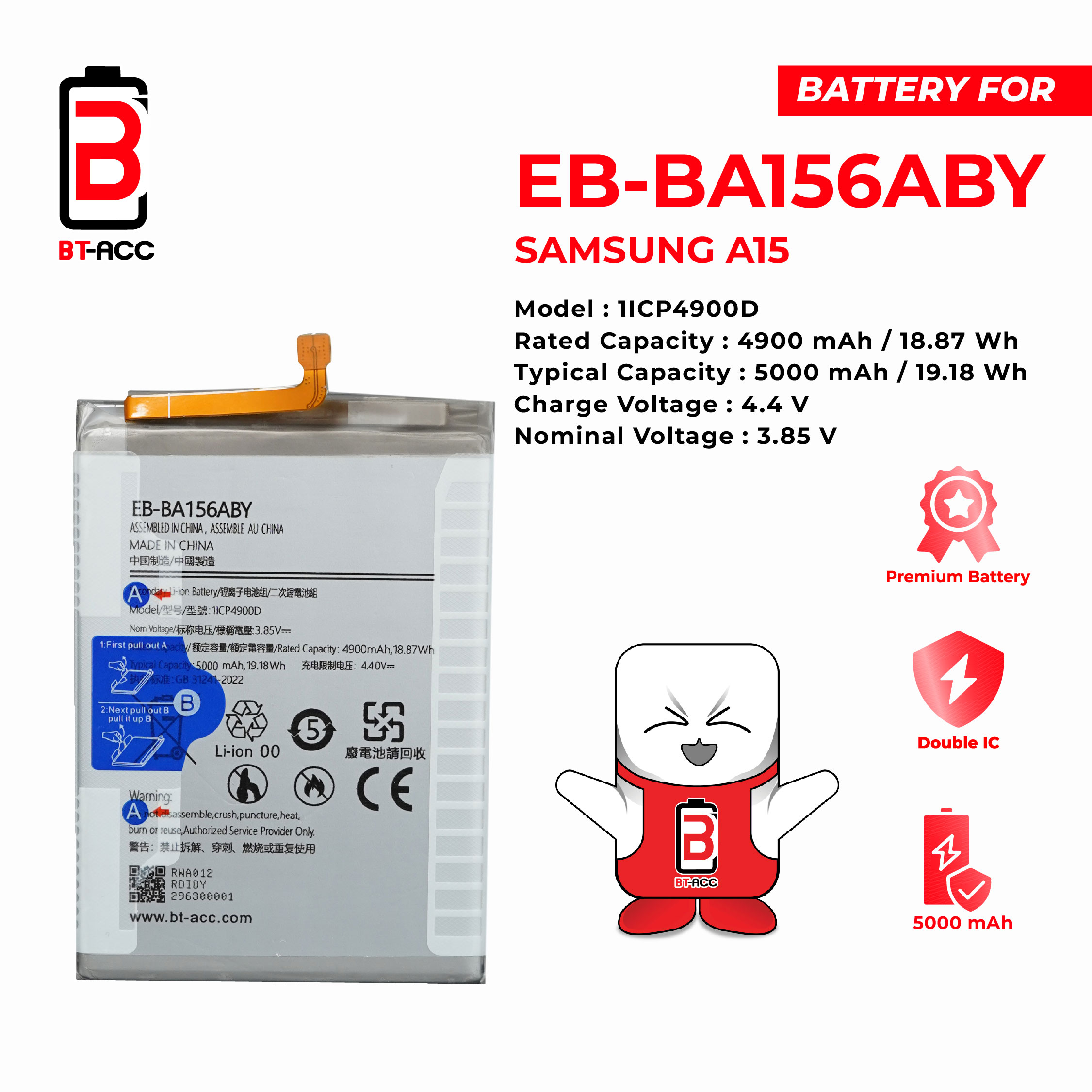 BT-ACC Baterai Samsung A15 4G / 5G / EB-BA156ABY