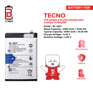 BT-ACC Baterai Tecno Spark 30 Pro / Camon 17 Pro / 20 Pro Nfc / 8 Pro / BL-49JT