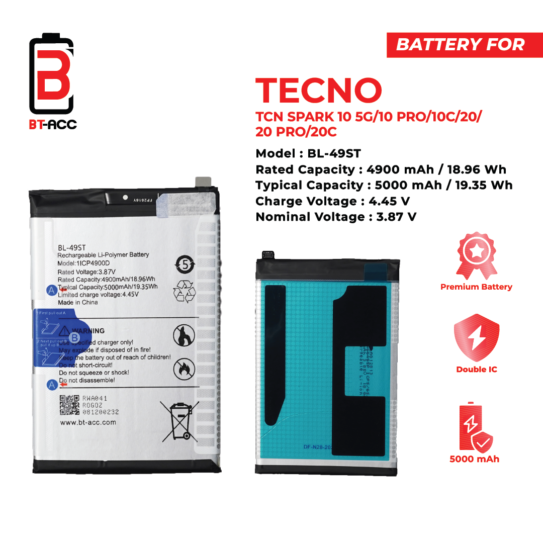 BT-ACC Baterai Tecno Spark 10 5G / Spark 10 Pro / Spark 20 / Spark 20C / BL-49ST - Gambar 2
