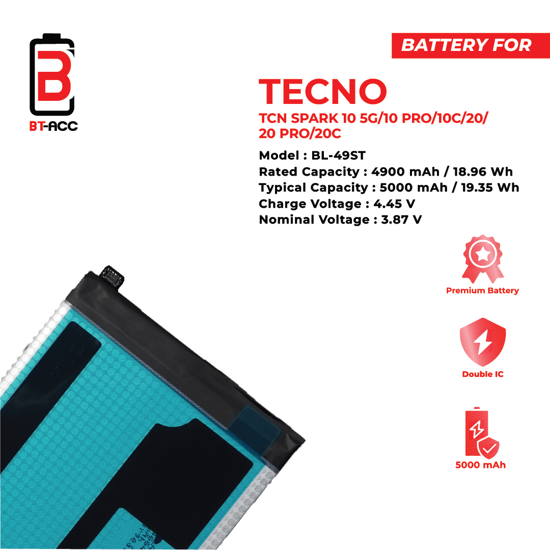 BT-ACC Baterai Tecno Spark 10 5G / Spark 10 Pro / Spark 20 / Spark 20C / BL-49ST - Gambar 3