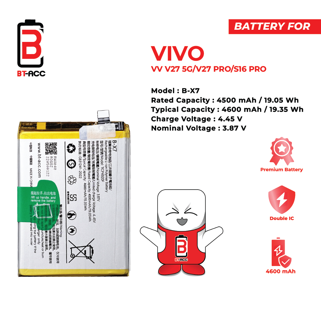 BT-ACC Baterai Vivo V27 5G / V27 Pro / S16 Pro / B-X7