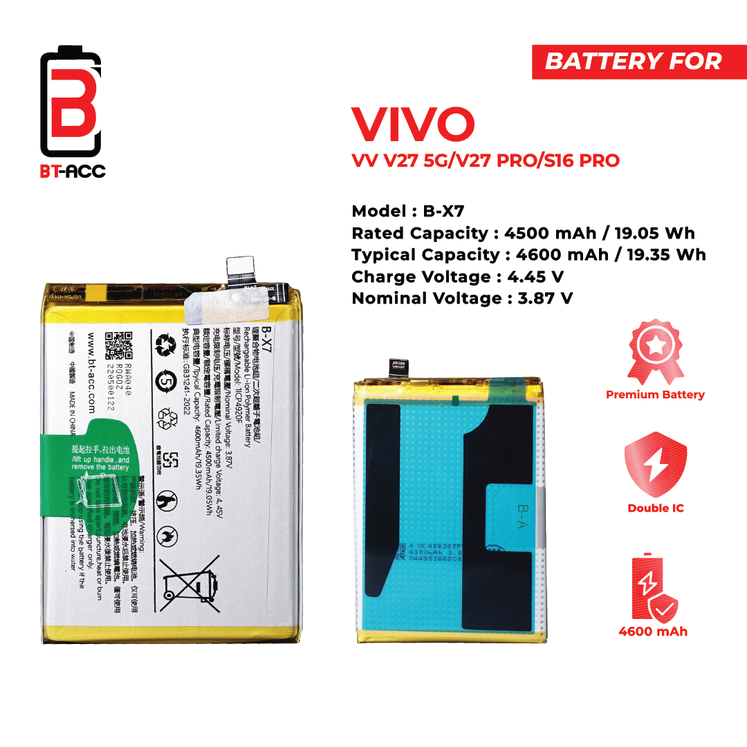 BT-ACC Baterai Vivo V27 5G / V27 Pro / S16 Pro / B-X7 - Image 2